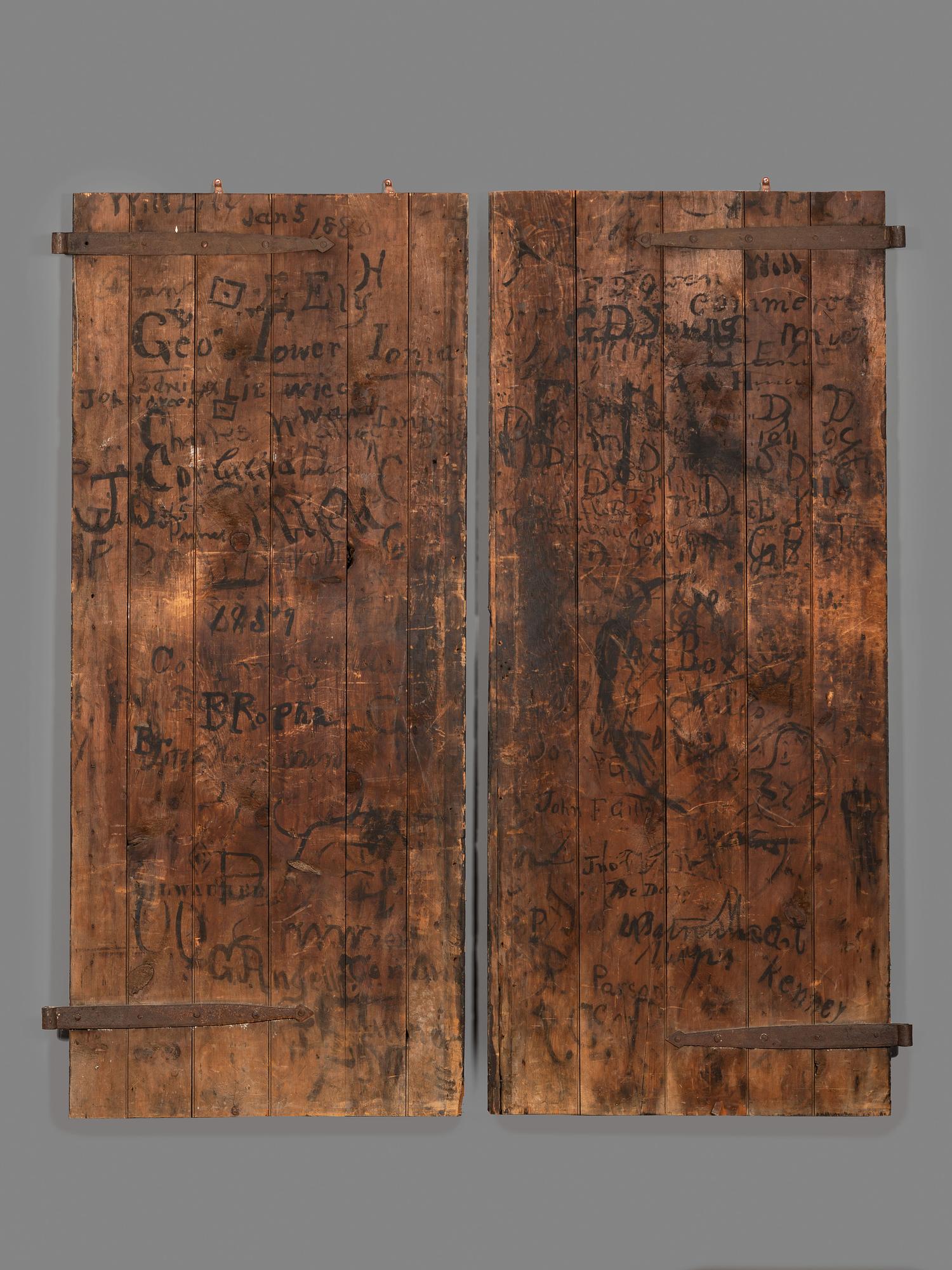 Two Painted Wood Barn Doors