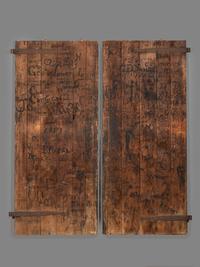 Two Painted Wood Barn Doors