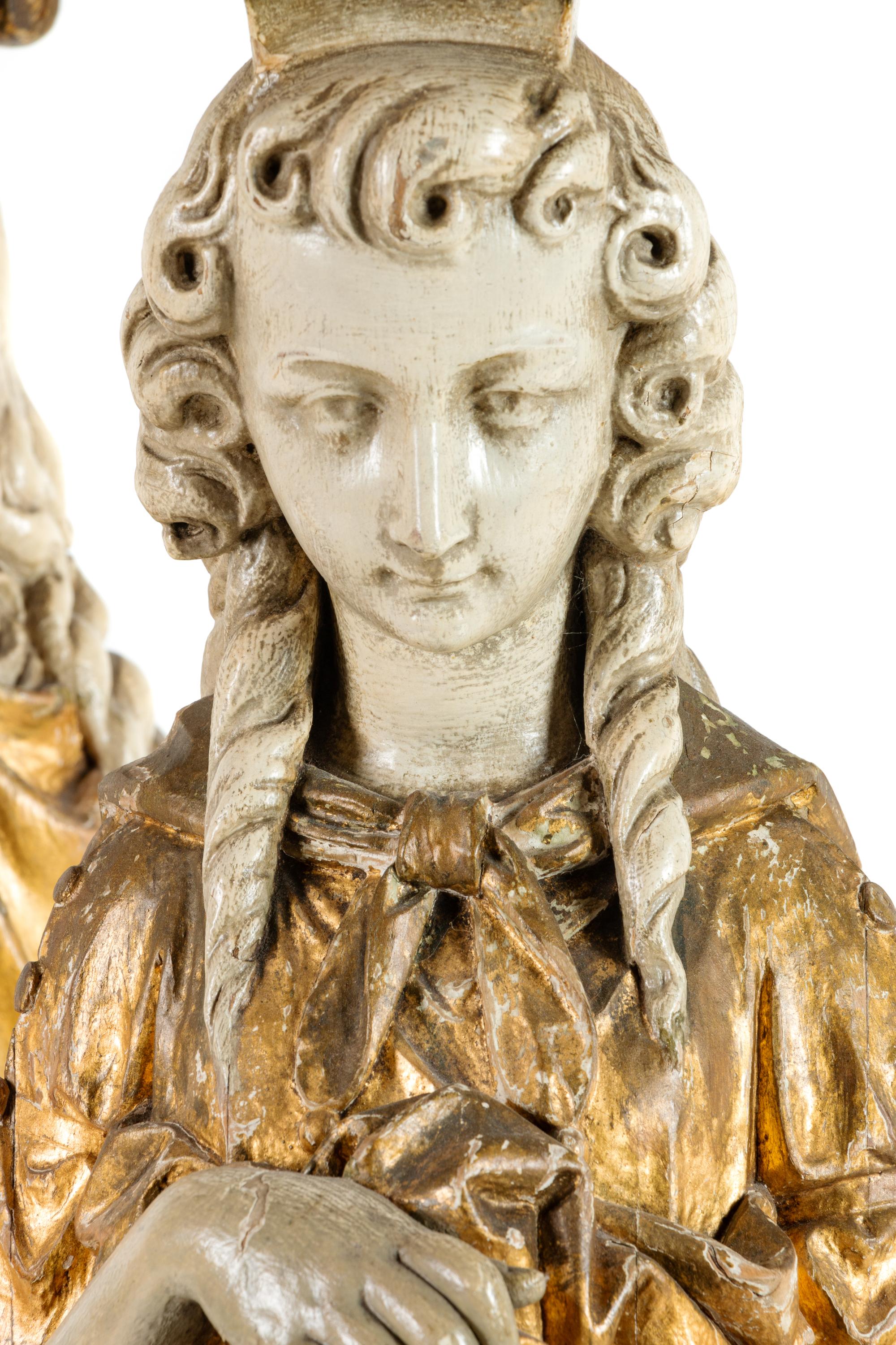 A Painted and Parcel Gilt Figural Pedestal