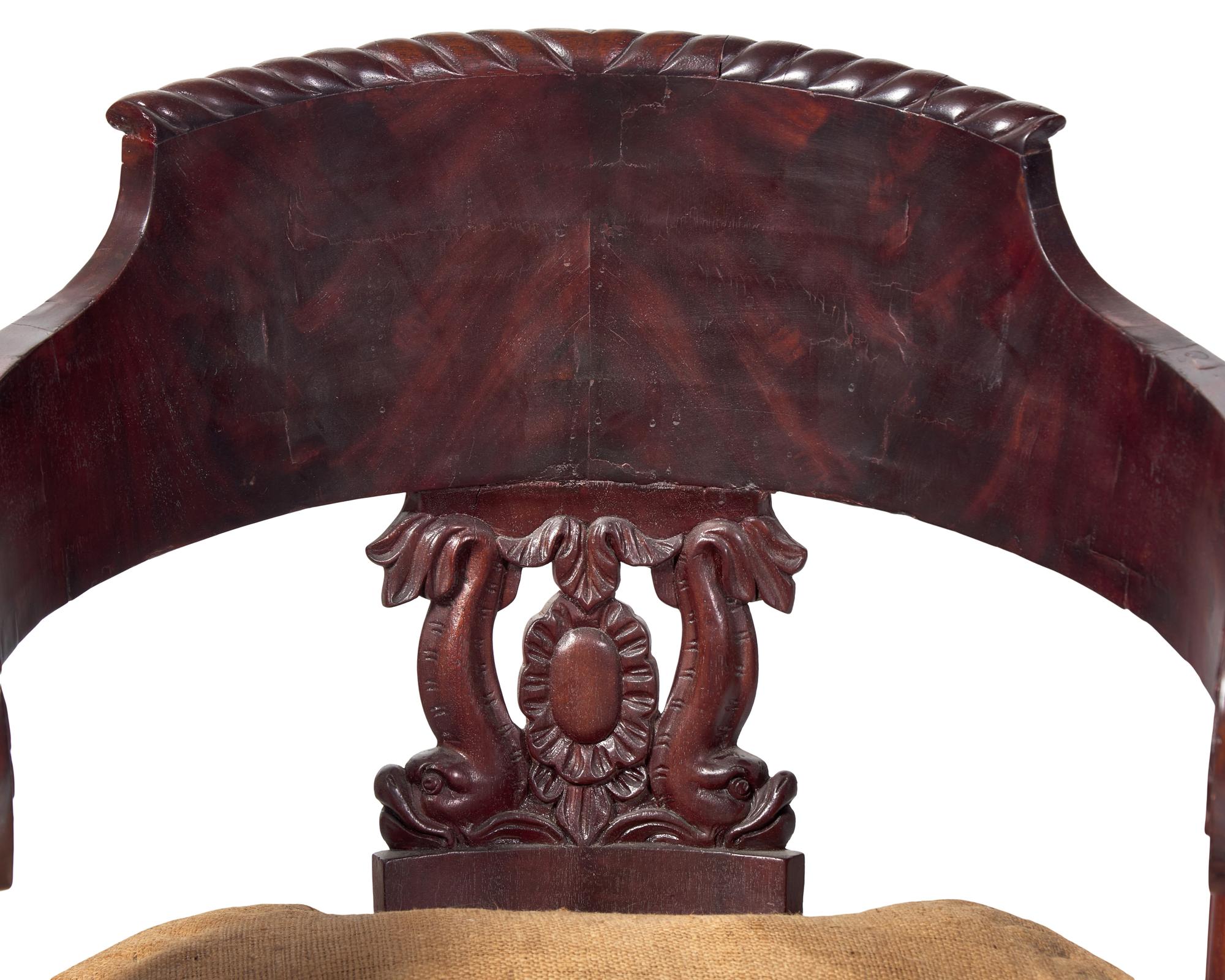 A Classical Carved And Veneered Mahogany Bucket Chair