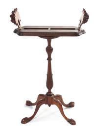 An English Mahogany Book Stand, Height 32 1/2 x width 22 x depth 8 1/2 inches.