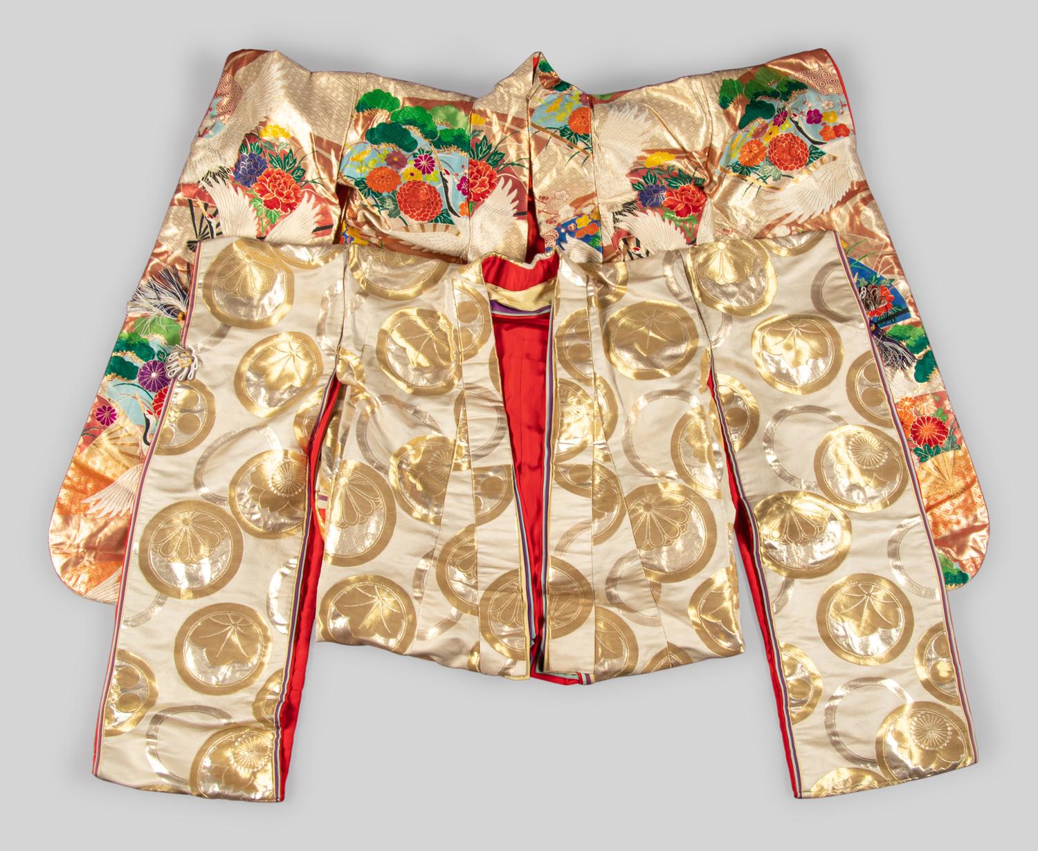 Two Japanese Embroidered Silk Kimono