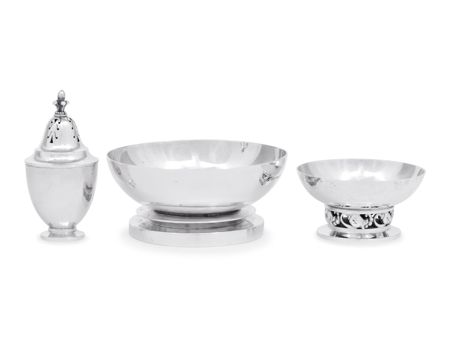 A Group of Three Georg Jensen Silver Table Articles