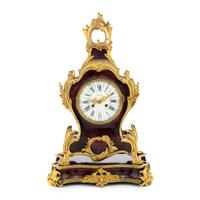 A French Gilt Bronze Mounted Faux Tortoise Shell Mantel Clock