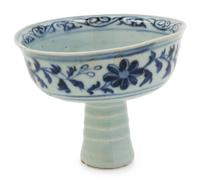 A Blue and White Porcelain Stem Cup
