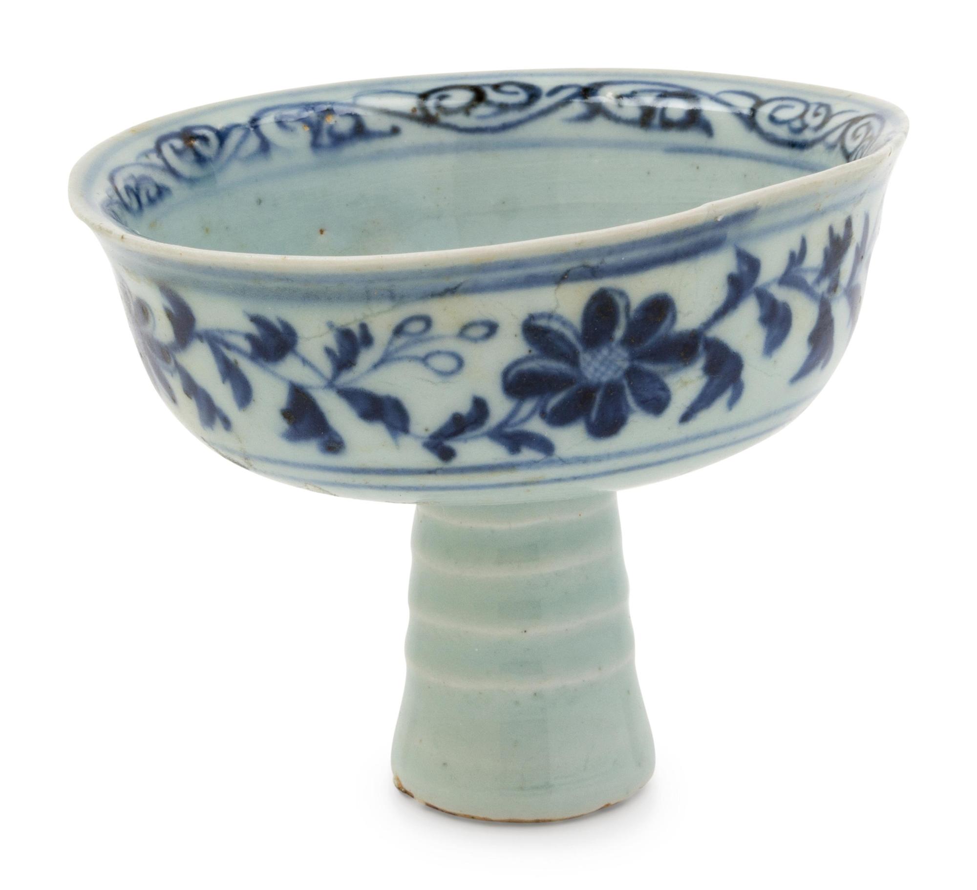 A Blue and White Porcelain Stem Cup