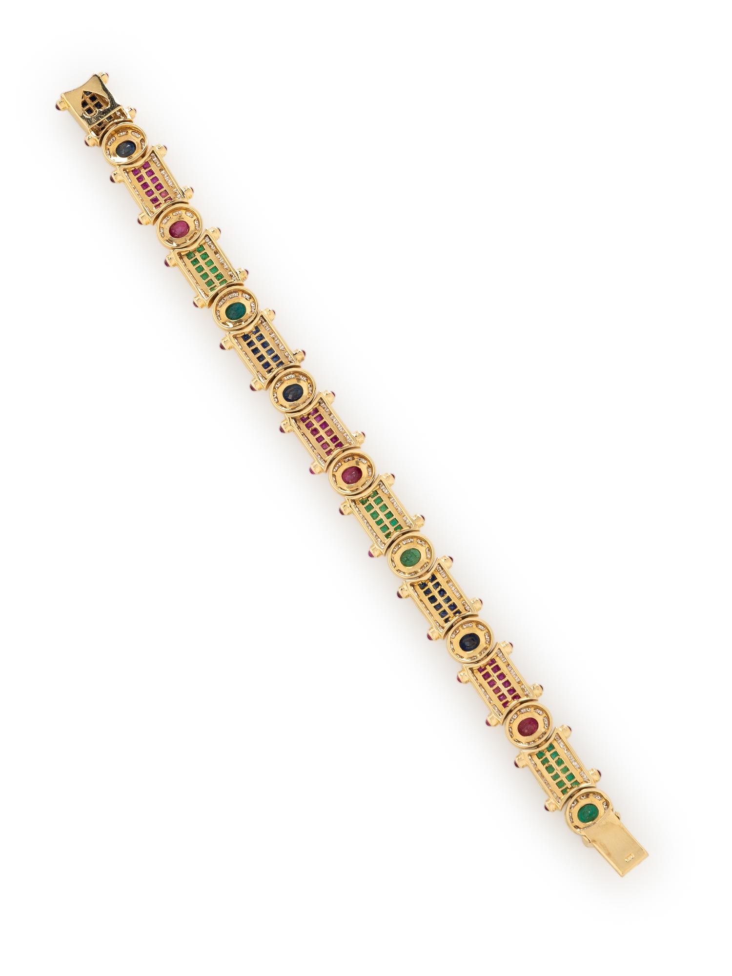 MULTIGEM, DIAMOND, AND YELLOW GOLD BRACELET
