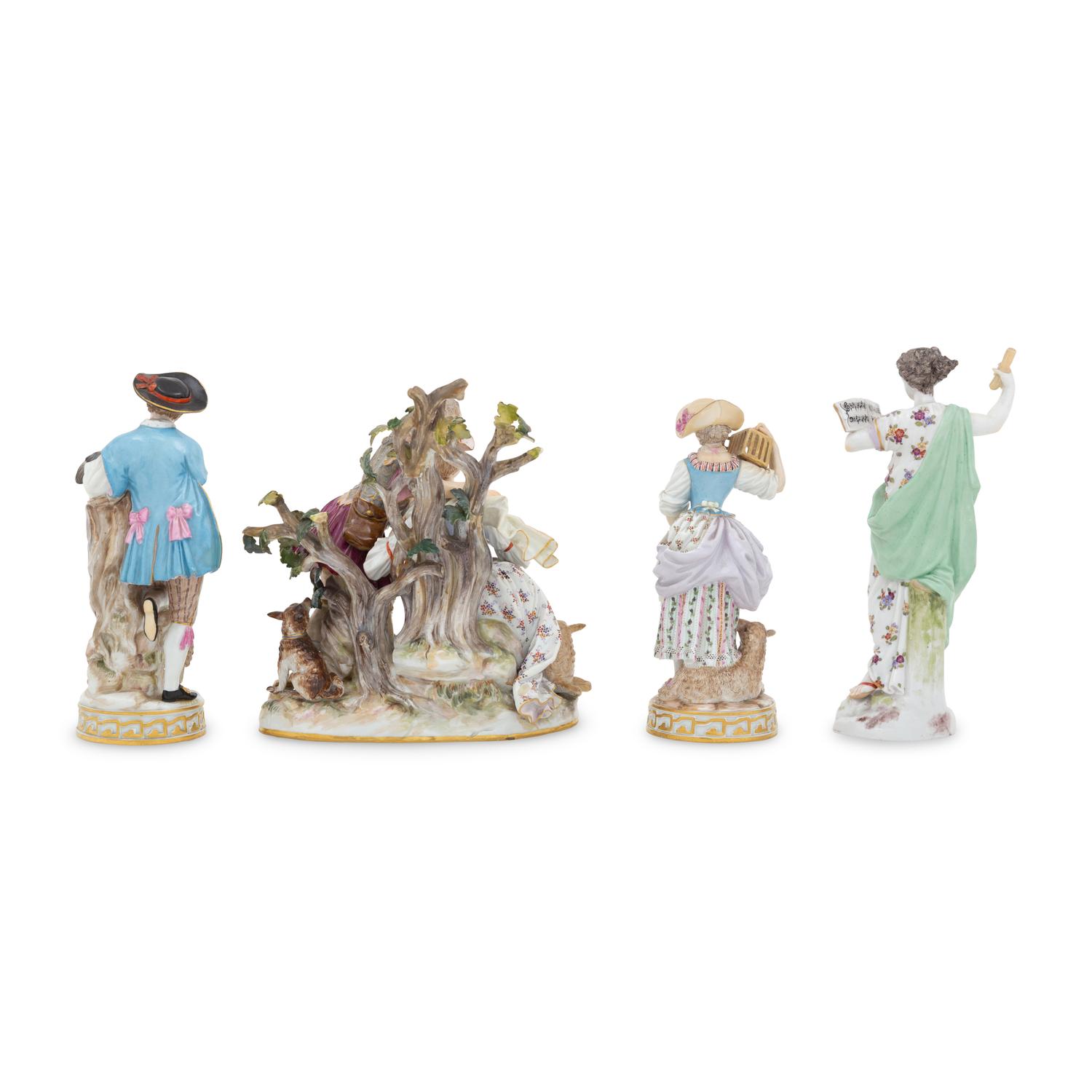 A Group of Three Meissen Porcelain Allegorical Figures
