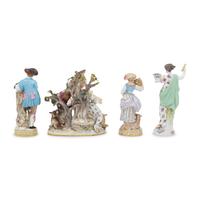 A Group of Three Meissen Porcelain Allegorical Figures