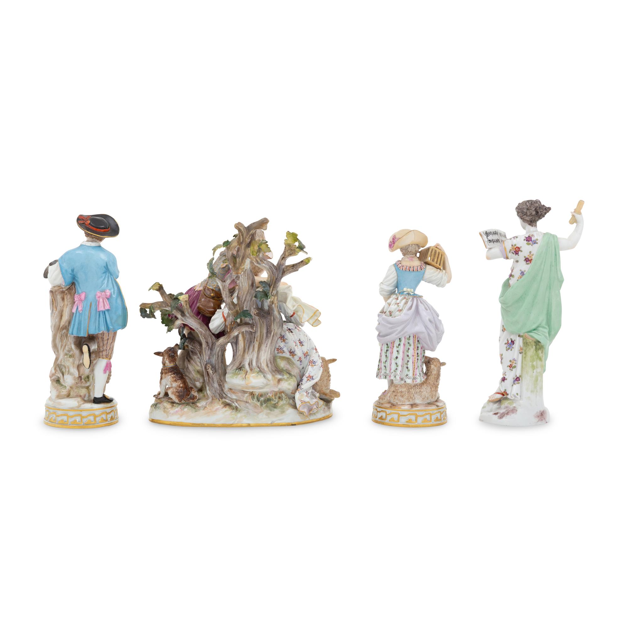 A Group of Three Meissen Porcelain Allegorical Figures