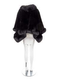 David Green Black Chinchilla Cape with Fox Trim, late 1990's-2000's