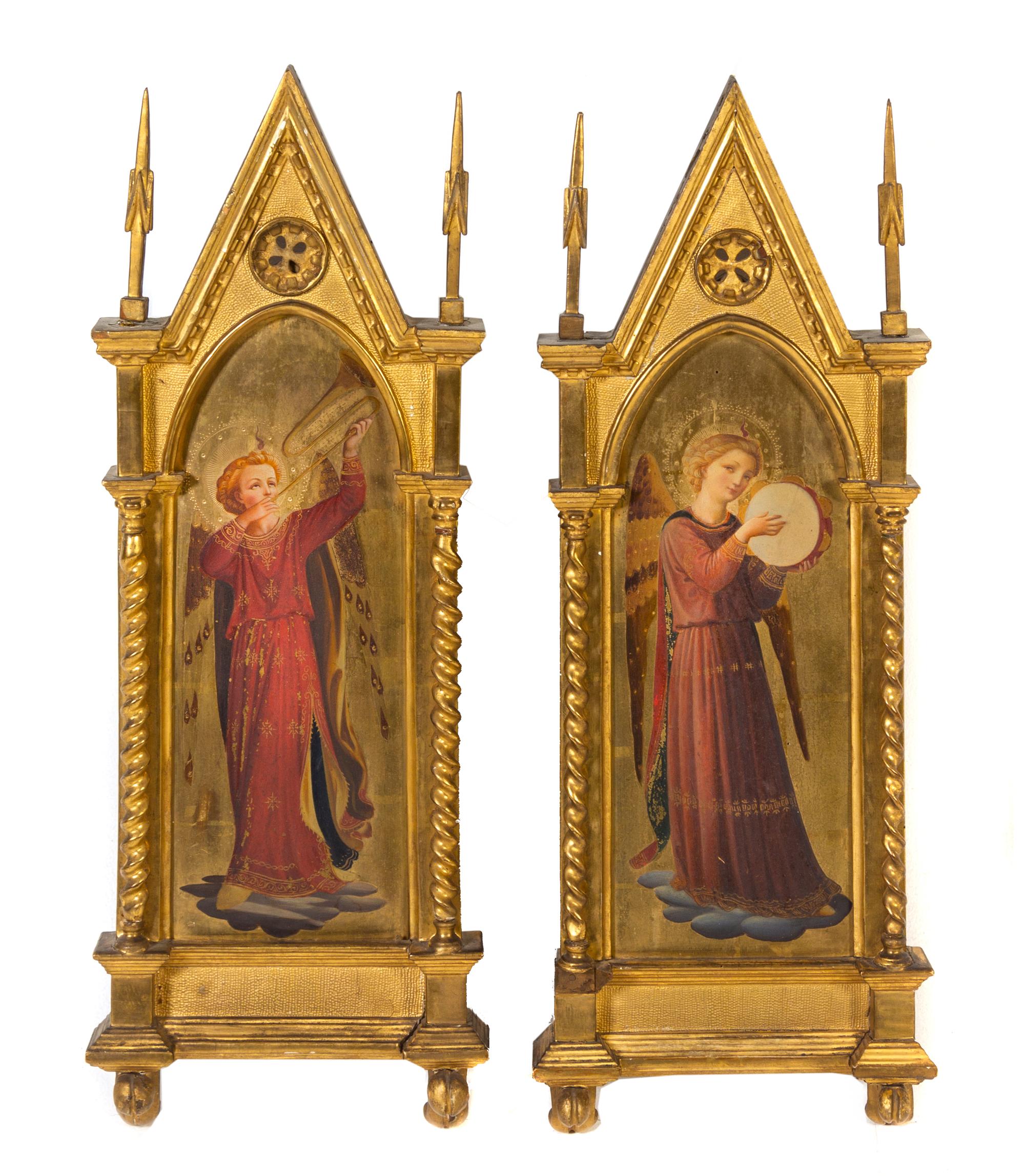 A Pair of Grand Tour Paintings in Giltwood Frames Height of first 27 inches. — AFTER FRA ANGELICO, 19TH CENTURY