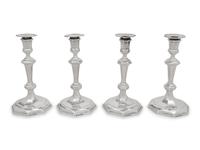 A Set of Four English Britannia Silver Candlesticks