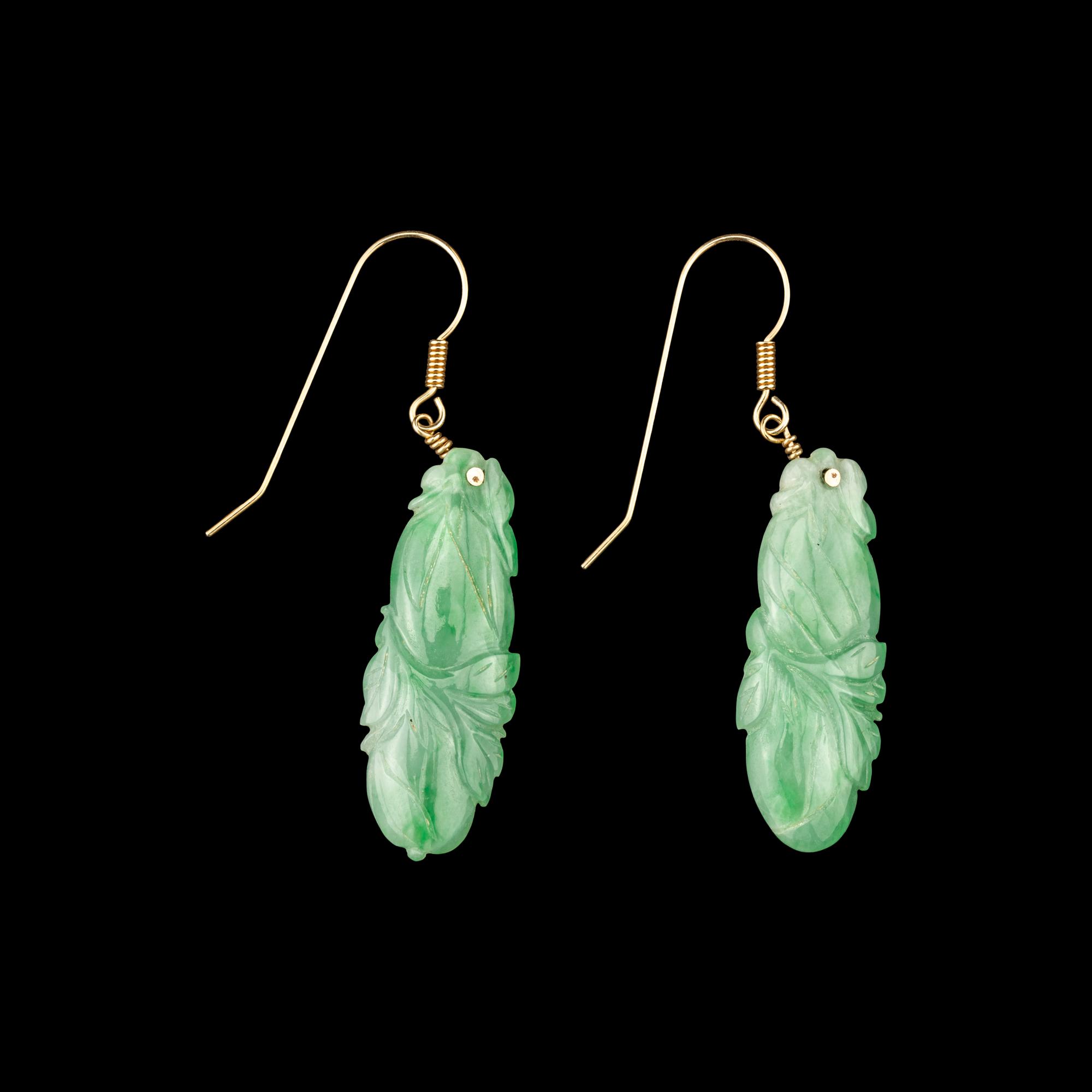 Three Chinese Apple Green Jadeite Jewelry
