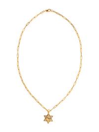 YELLOW GOLD PAPERCLIP NECKLACE WITH STAR OF DAVID PENDANT
