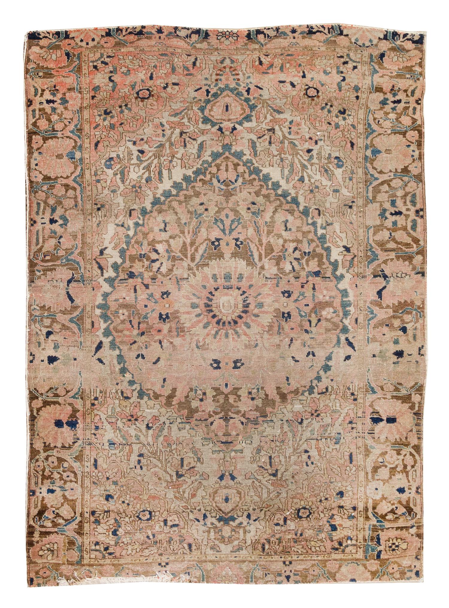 A Feraghan Sarouk Wool Mat 4 feet 8 inches x 3 feet 3 inches. — LATE 19TH/EARLY 20TH CENTURY