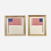 Two sequin decorated silk parade Flags 1860's-1870's