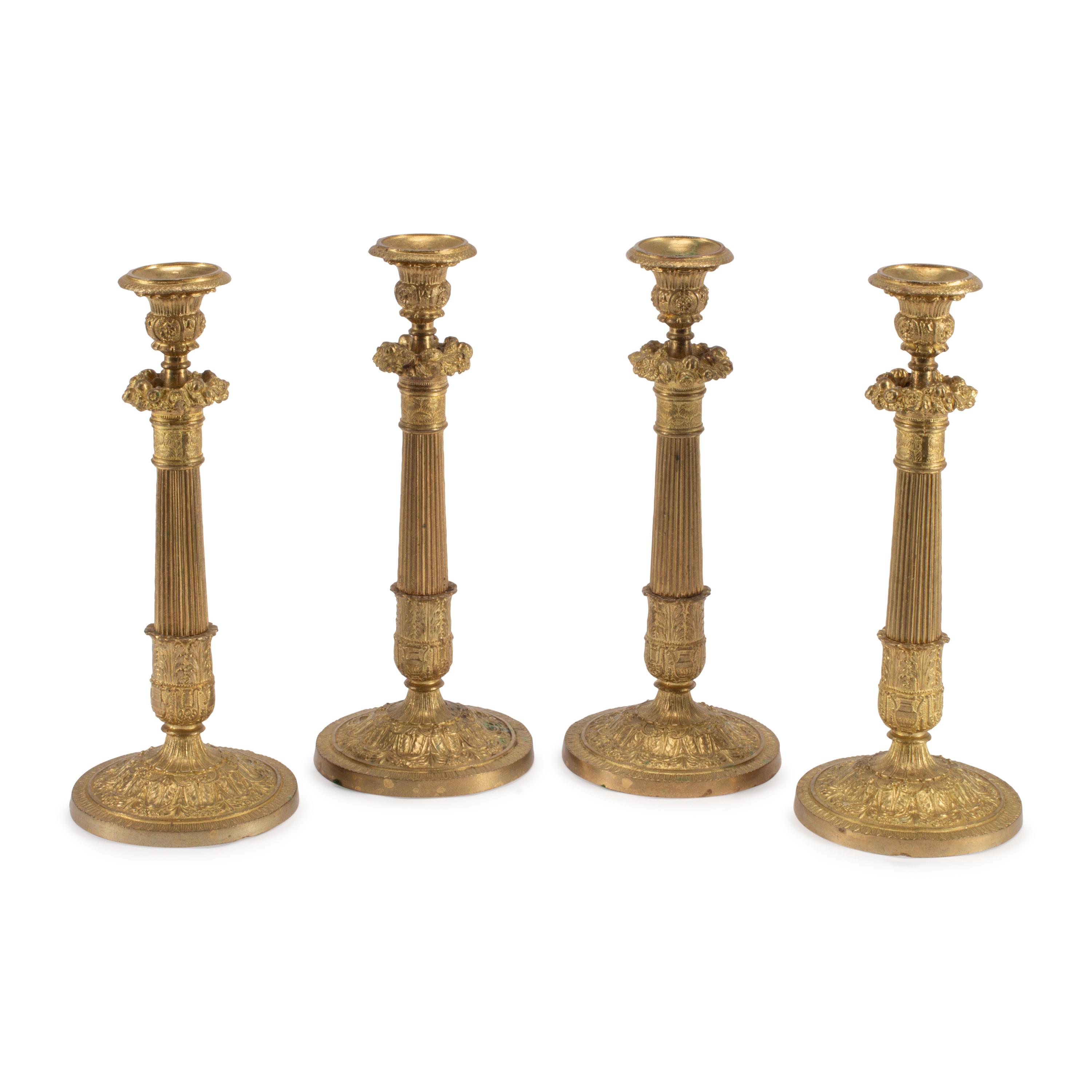 A Set of Four Charles X Style Gilt Bronze Candlesticks