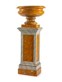 An Italian Sienna Marble Urn and Associated Pedestal