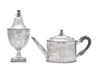 A Federal Silver Teapot and Covered Sugar Urn, Daniel Van Voorhis (1751-1824) & Garret Schanck (1768-1795), New York, NY, 1791-1793