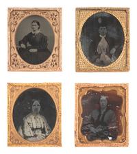[EARLY PHOTOGRAPHY]. 57 sixth and ninth plate ambrotypes and tintypes of men and women.