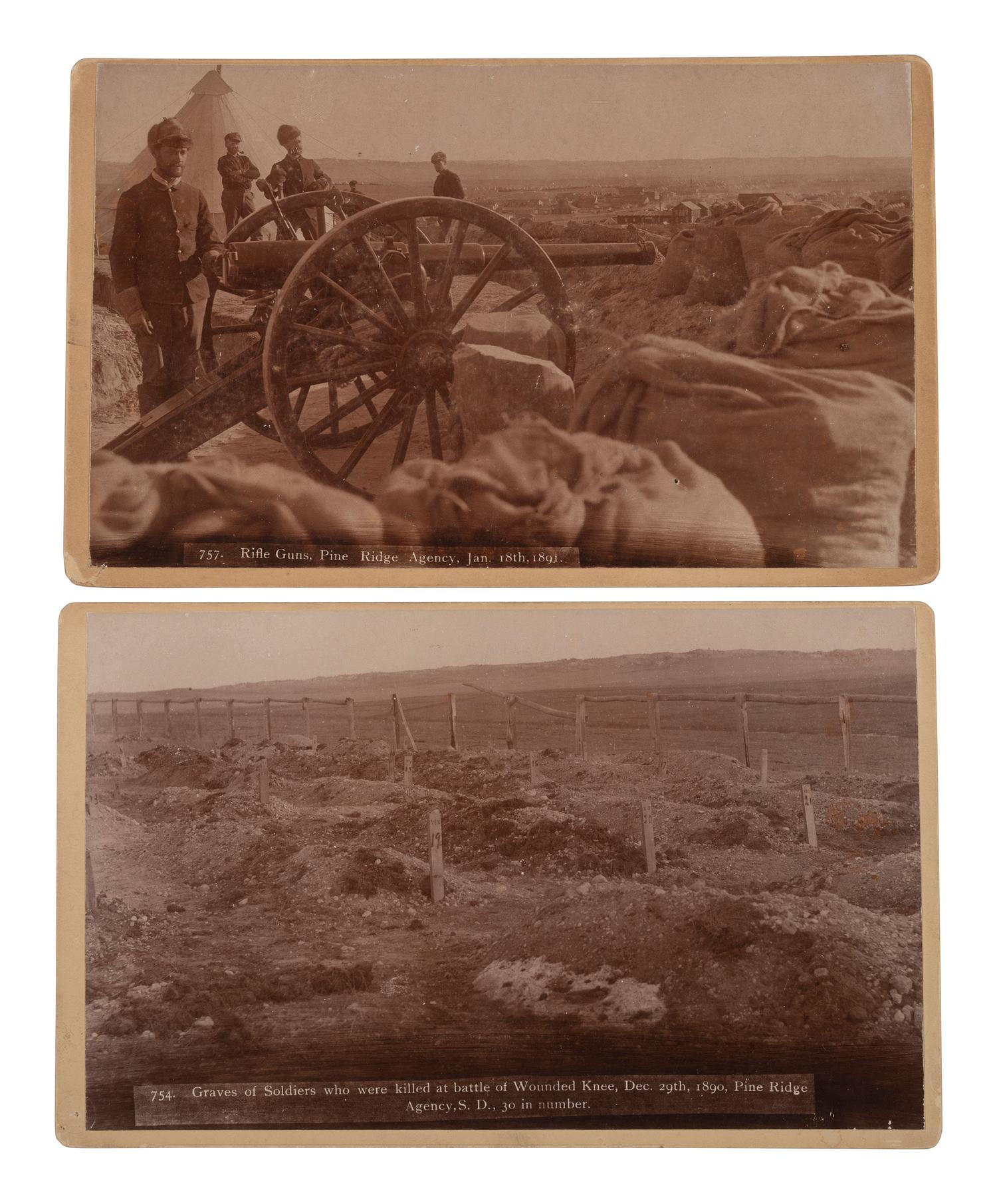 CROSS, W.R. (1839-1907), photographer. Five boudoir photographs of Pine Ridge Agency, incl. views taken in the aftermath of Wounded Knee. Ca 1890-1891.