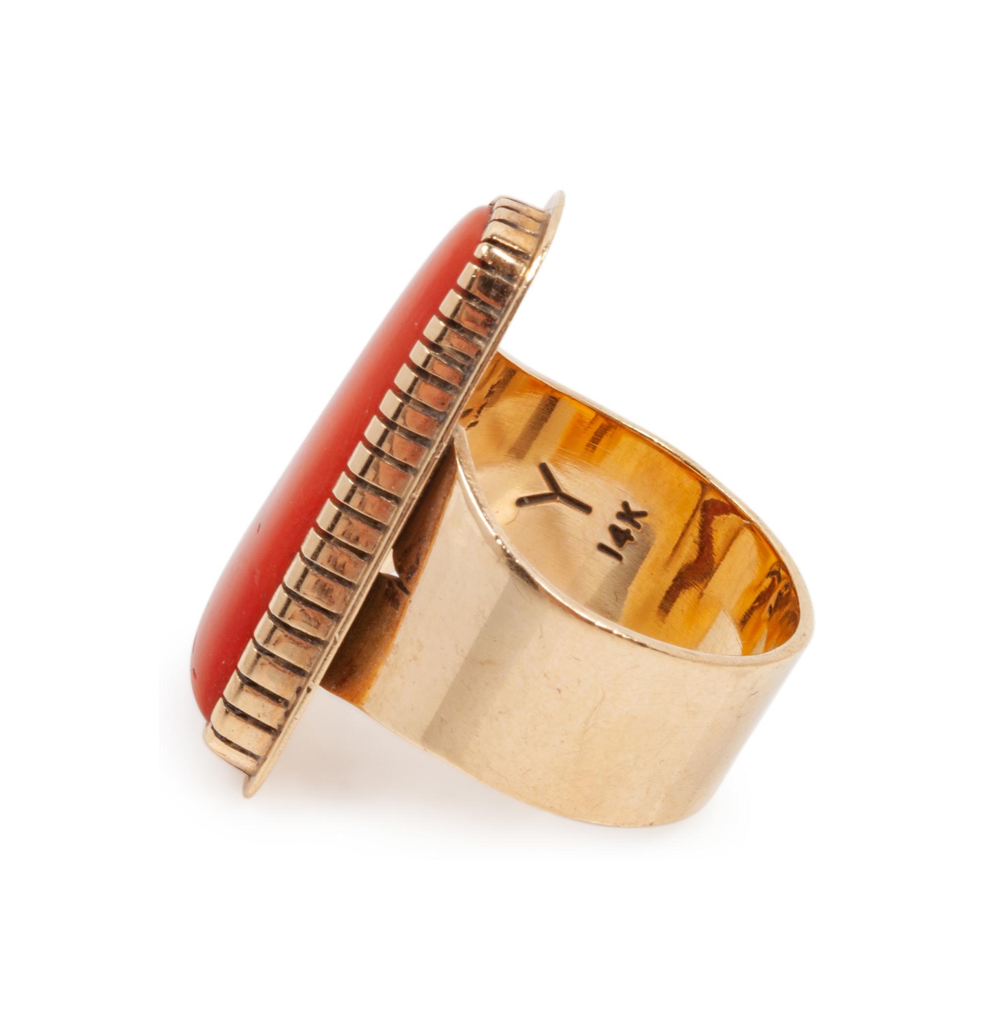 14k Gold and Coral Ring