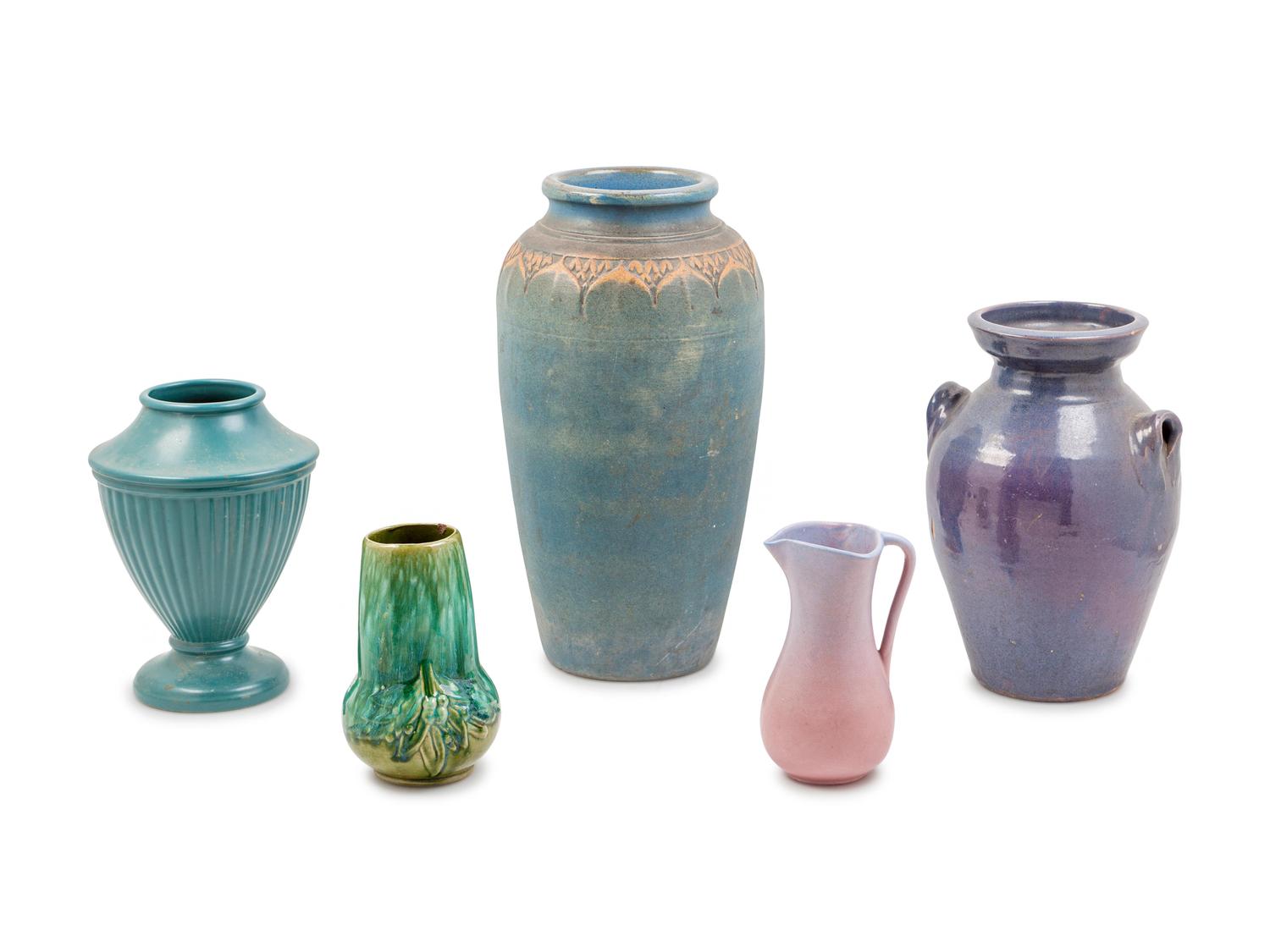 A Group of Five American Pottery Articles