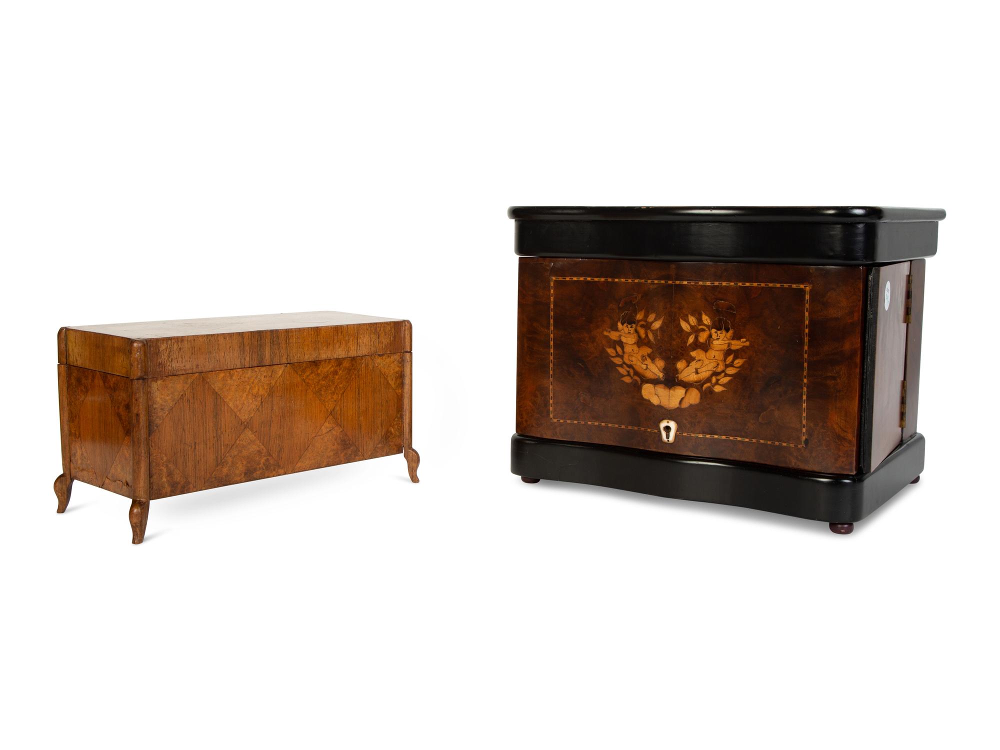Two Continental Marquetry Boxes