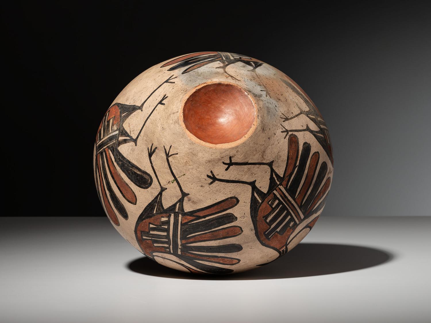 Polychrome Pottery Olla, with Parrots