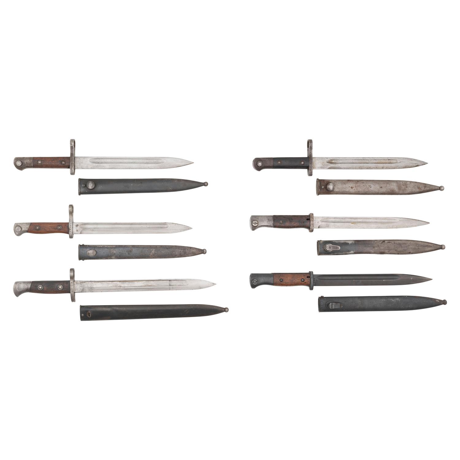 Lot of Four Chilean and Two German Model 98 Mauser Bayonets