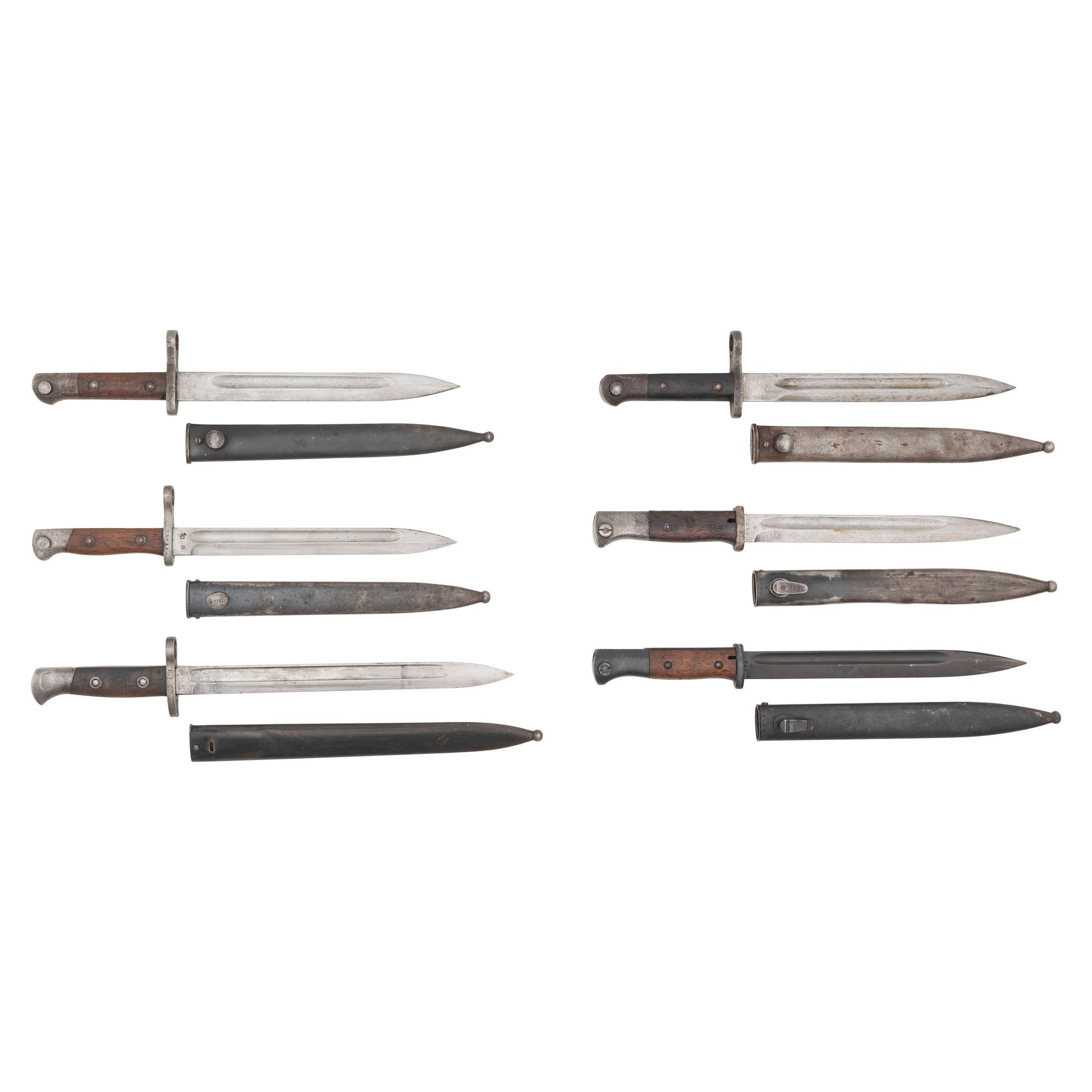 Lot of Four Chilean and Two German Model 98 Mauser Bayonets