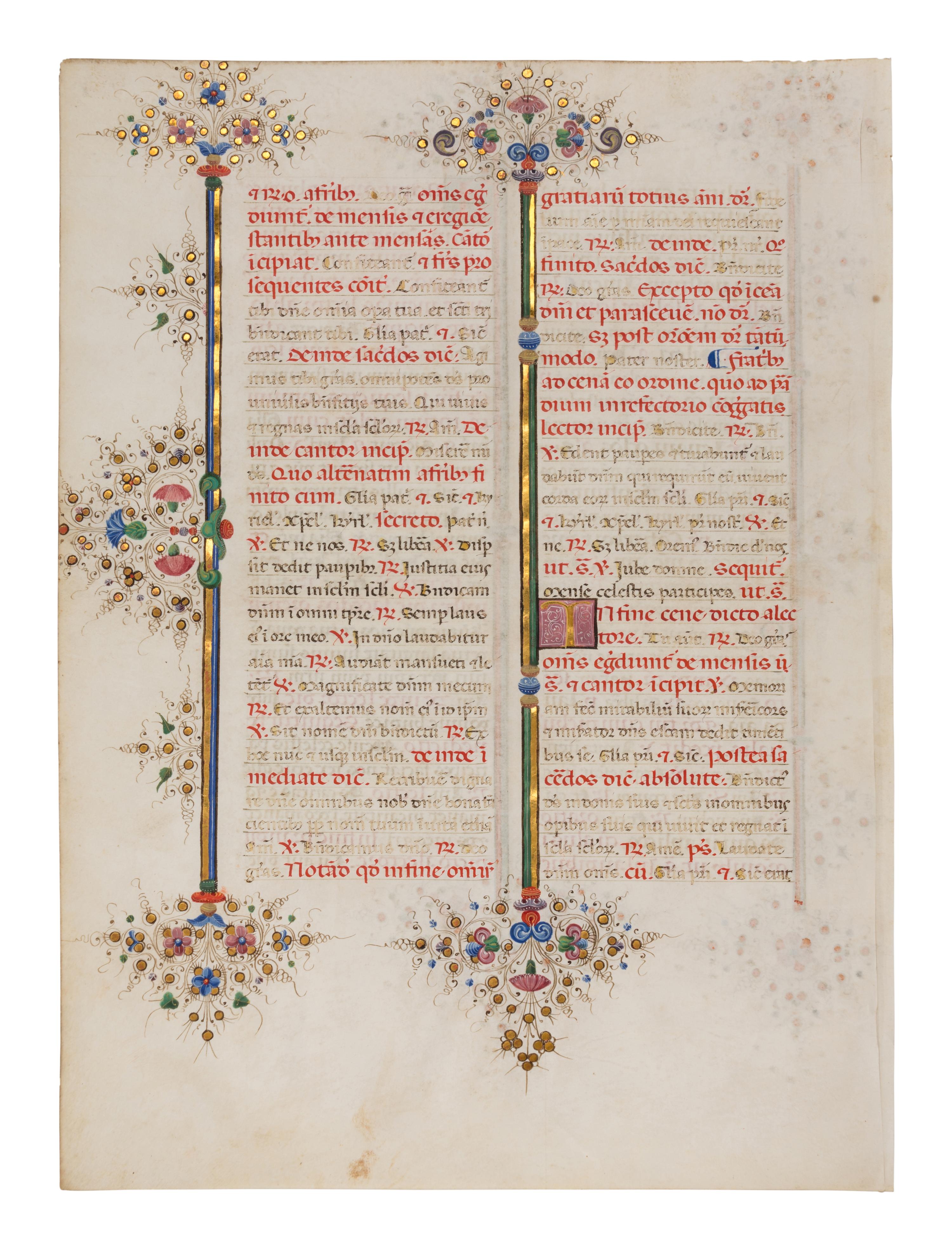 GIORGIO D’ALEMAGNA (documented Ferrara, 1441-1462) A leaf from the Breviary of Lionello d’Este, also known as the Llangattock Breviary, in Latin, illuminated manuscript on parchment [Italy, Ferrara, c. 1441-1448]