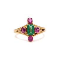 EMERALD AND PINK SAPPHIRE RING