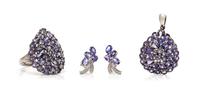A Collection of 10 Karat White Gold, Tanzanite and Diamond Jewelry, 6.50 dwts