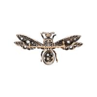 ANTIQUE, SILVER-TOPPED GOLD, DIAMOND, AND SYNTHETIC SAPPHIRE BEE BROOCH