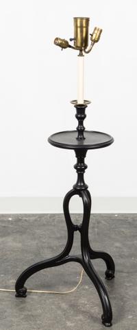 A Regency Style Ebonized Candlestand Lamp Height overall 48 1/2 inches. — SECOND HALF 20TH CENTURY