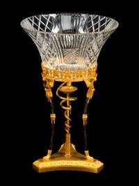 An Empire Style Gilt and Patinated Bronze Mounted Cut Glass Centerpiece