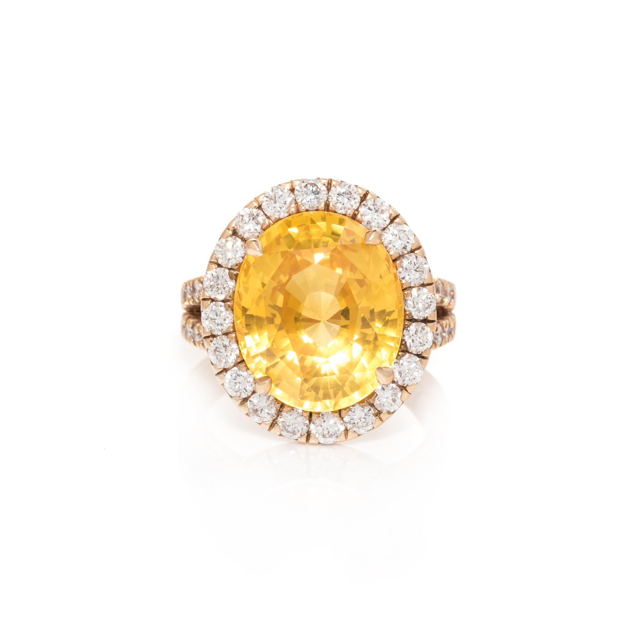 YELLOW SAPPHIRE AND DIAMOND RING