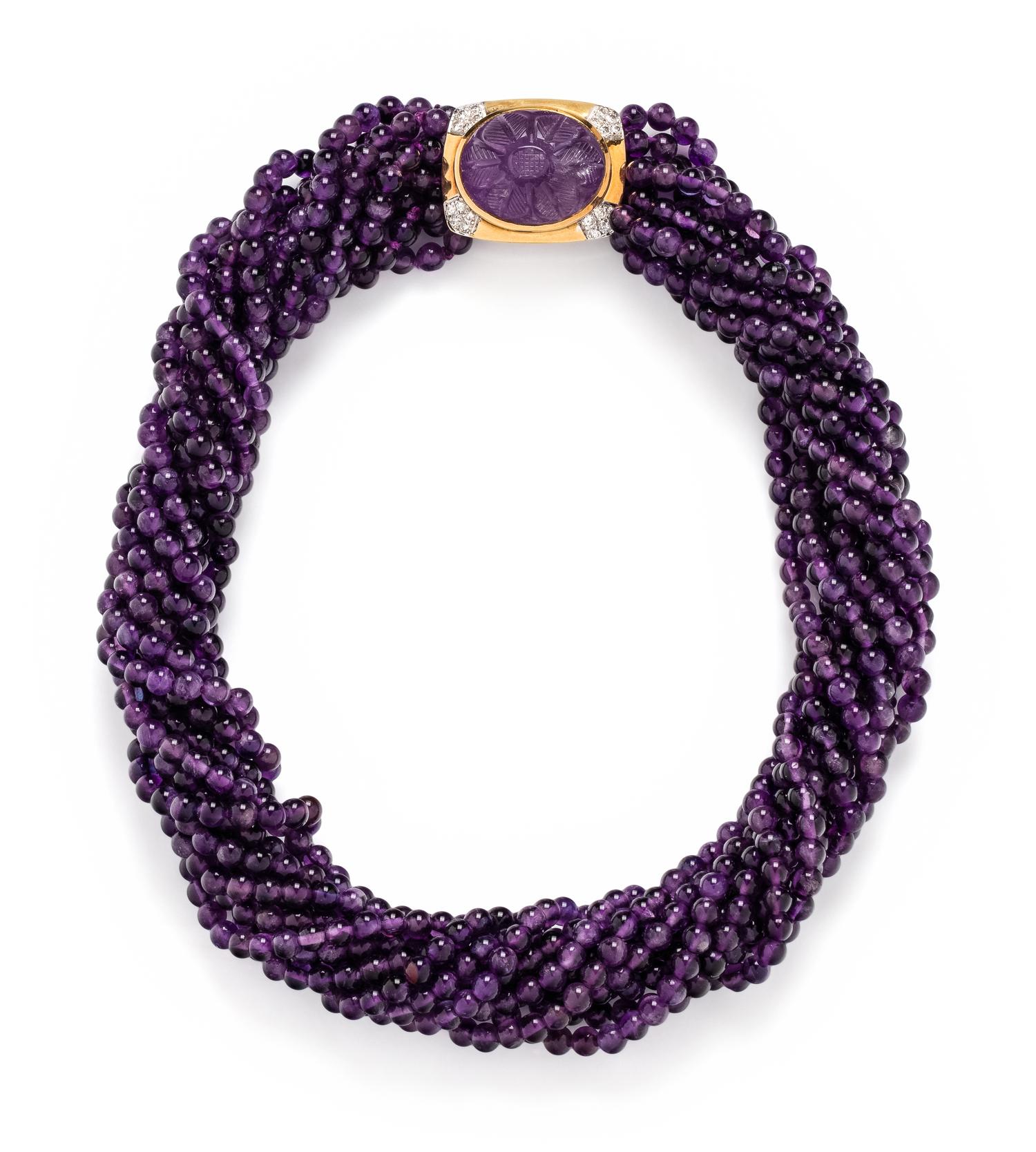 AMETHYST AND DIAMOND TORSADE NECKLACE