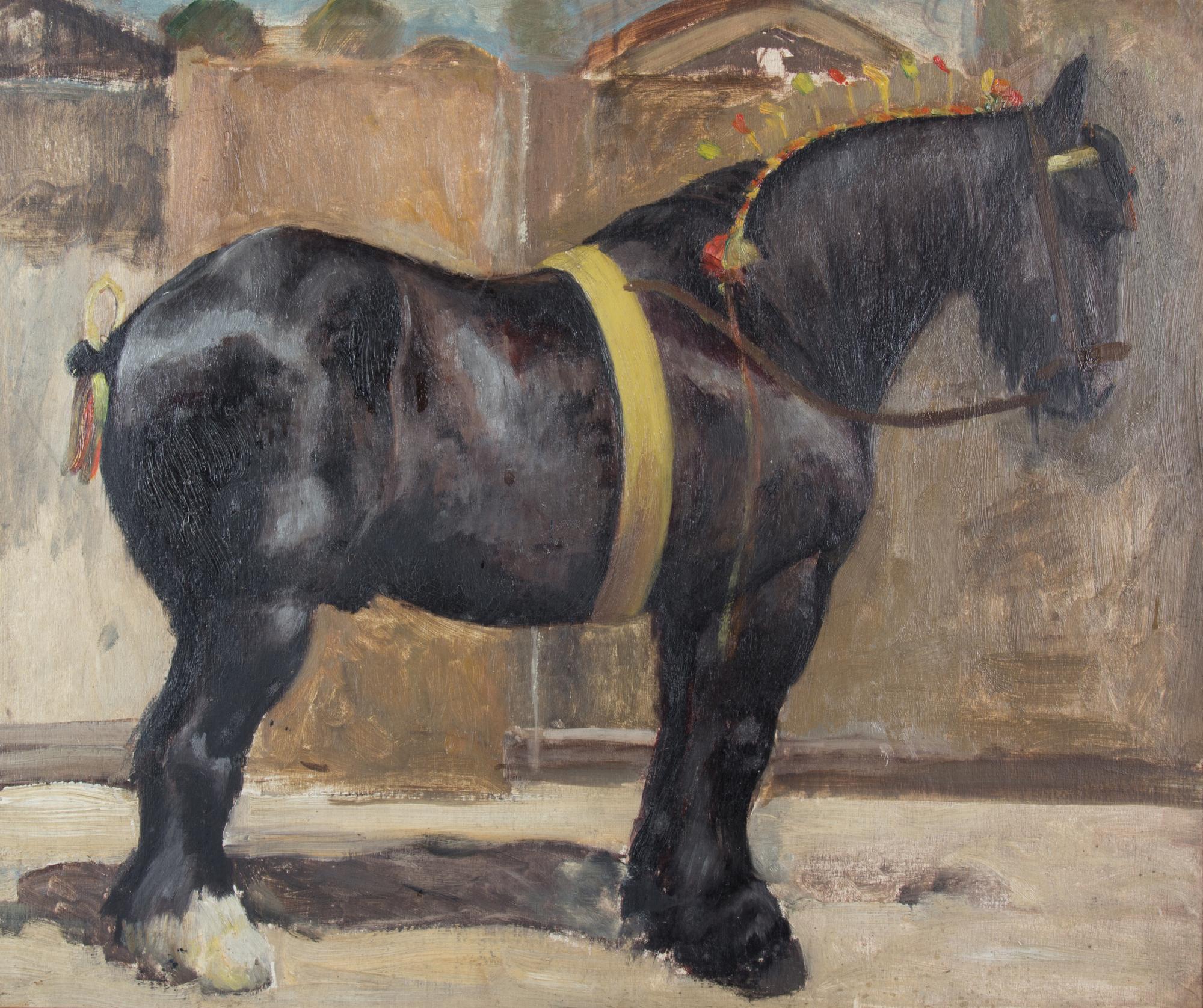 Artist Unknown, (19th/20th Century), Black Draft Horse