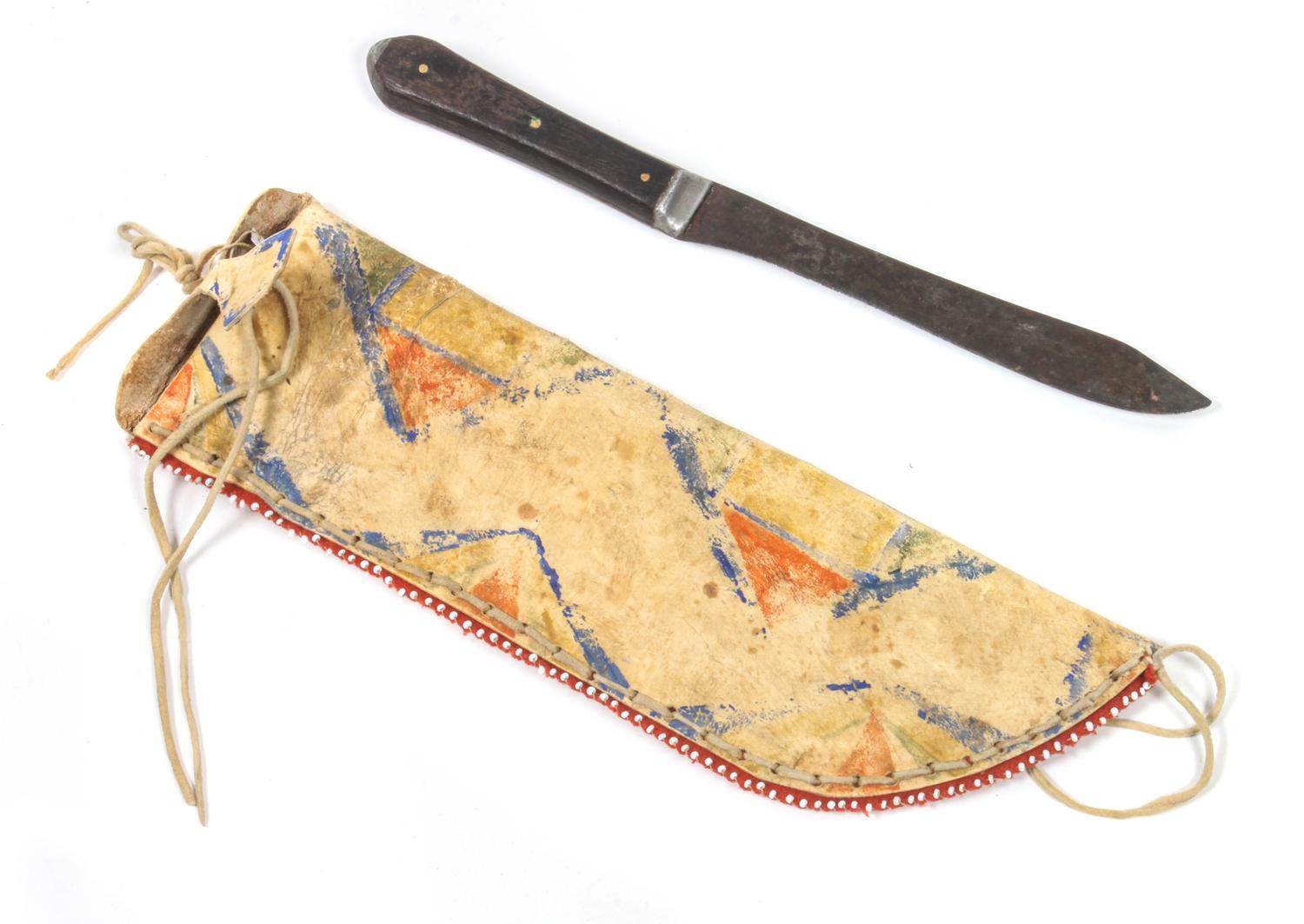 Crow Parfleche Knife Sheath Length of sheath 12 1/2 x width 4 inches — Late 19th Century