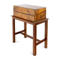 A Regency Brass Mounted Burl Walnut Writing Slope