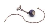 POLYCHROME ENAMEL BOULE LAPEL WATCH AND CHAIN
