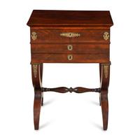 A French Gilt-Bronze Mounted Mahogany Work Table