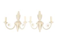 A Pair of Neoclassical Style White Two-Light Wall Sconces — 20TH CENTURY