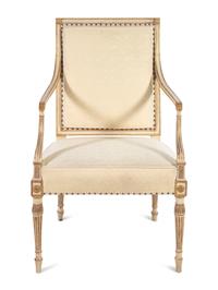 A Regency Painted and Parcel Gilt Armchair