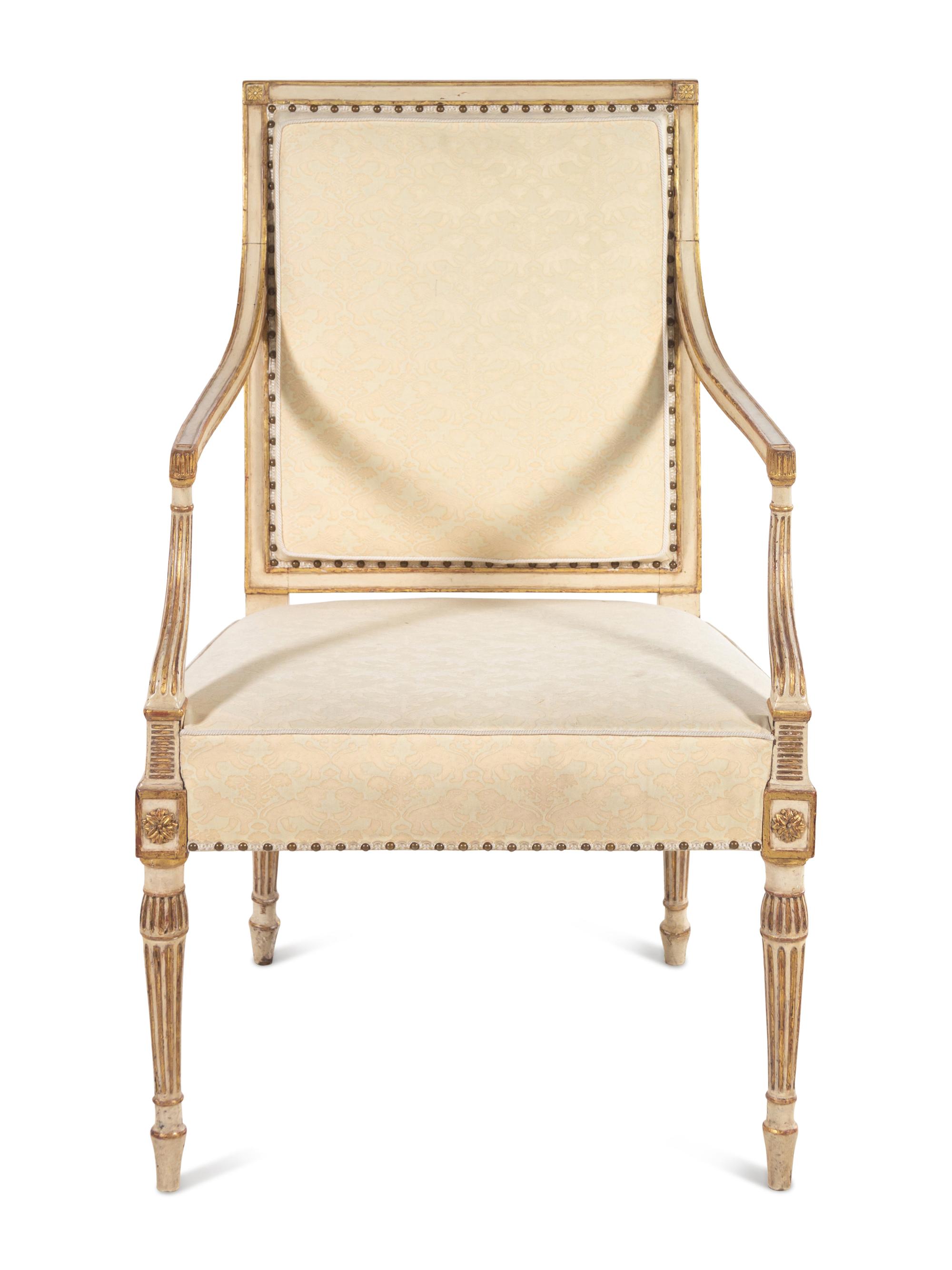 A Regency Painted and Parcel Gilt Armchair