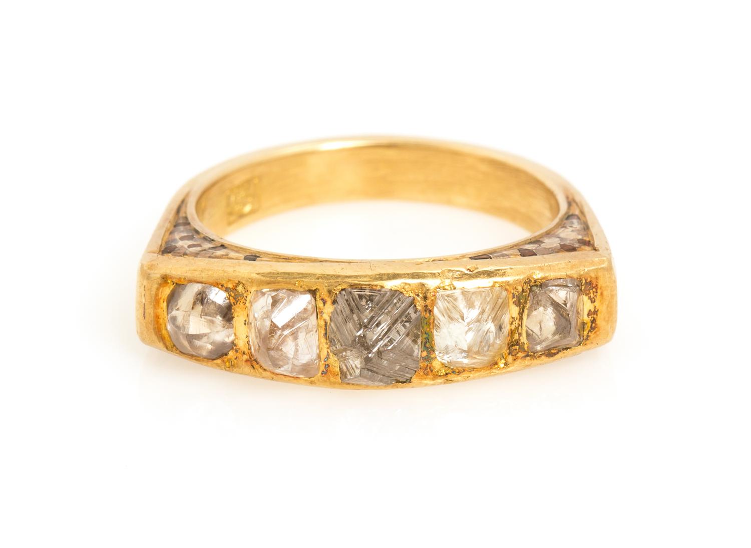 A Handmade Gold and Rough Diamond Crystal Ring, Falk Burger, 7.00 dwts.
