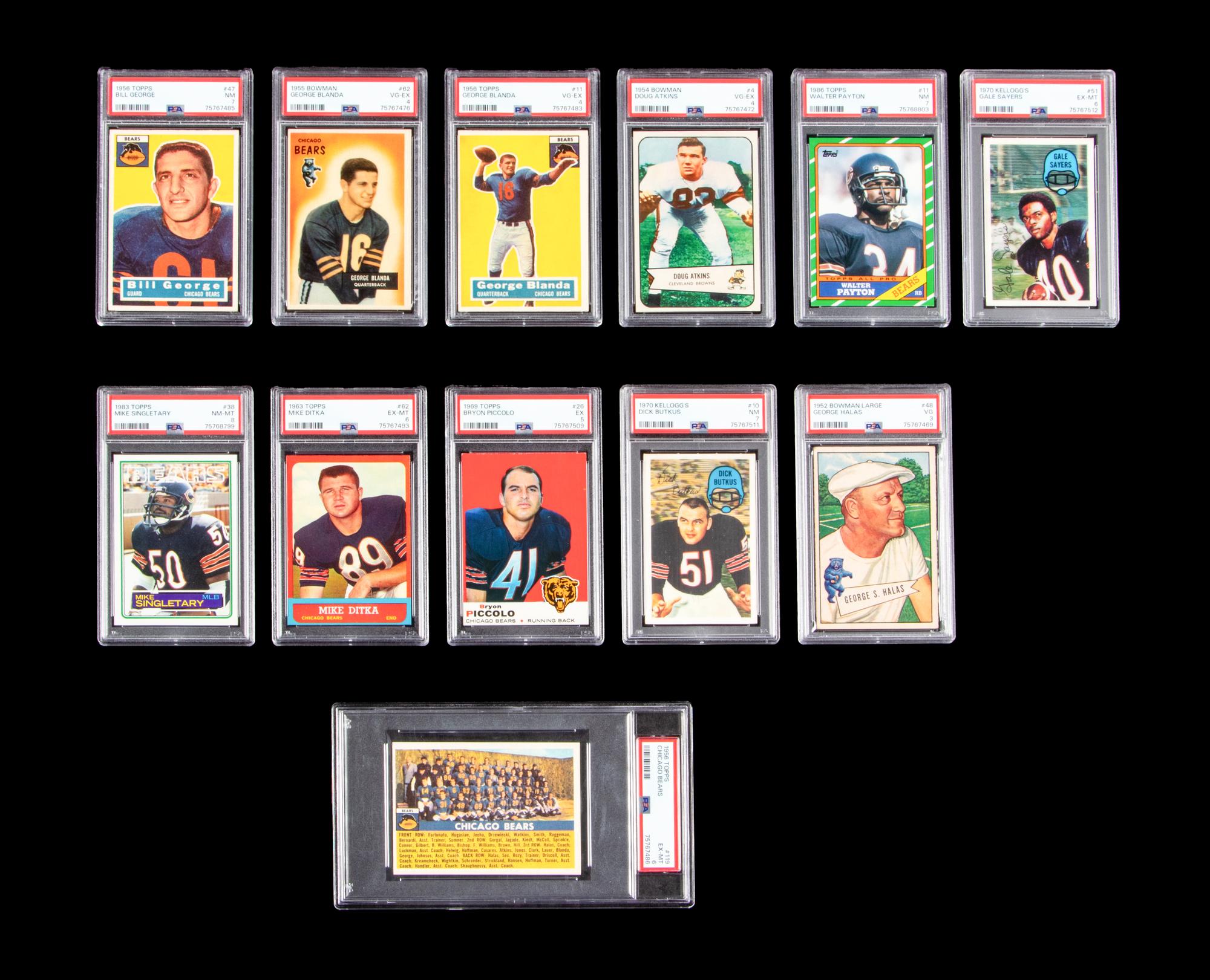 A Collection of Chicago Bears Legends PSA Graded Football Cards